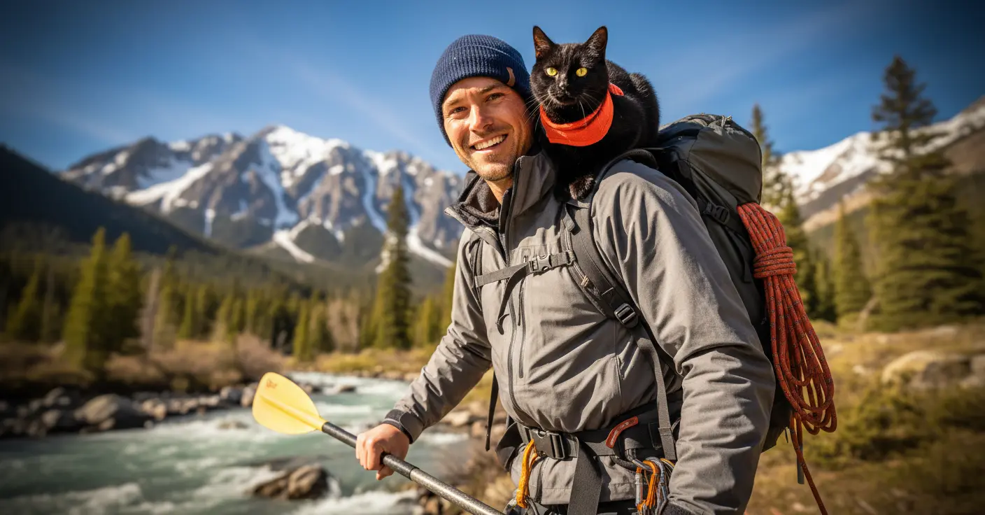 Ce chat aventurier bat tous les records : kayak, escalade, ski… rien ne lui résiste selon son maître